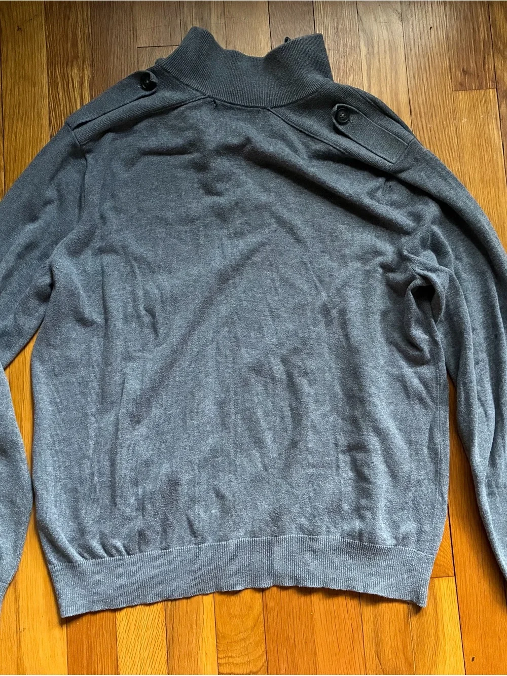 Banana Republic Cotton Men's Gray Quarter-Zip Sweater